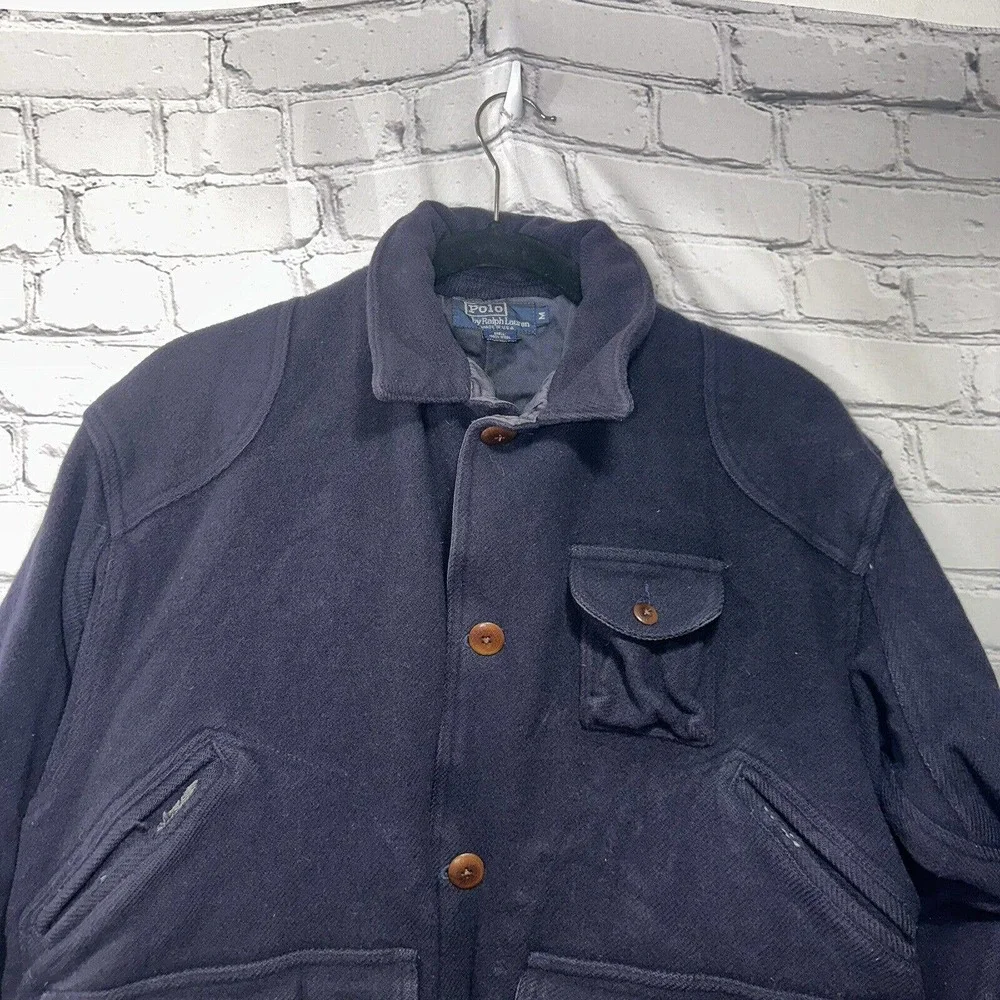 Polo Ralph Lauren Jacket Adult Medium Blue Mens Wool Pockets Casual - Picture 2 of 16